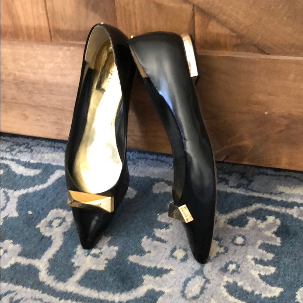 Ted baker leather flats with gold bow